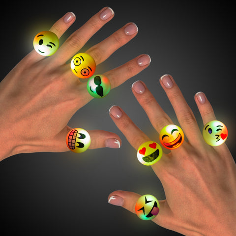 1” Flashing Emoticon Rings (pack of 24)